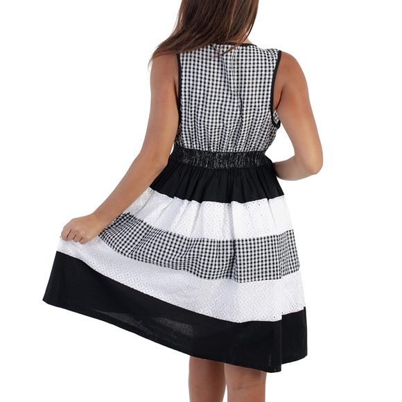ELMAS PHIL BLACK, WHITE DRESS | WOMENS SIZE L - Picture 4 of 5